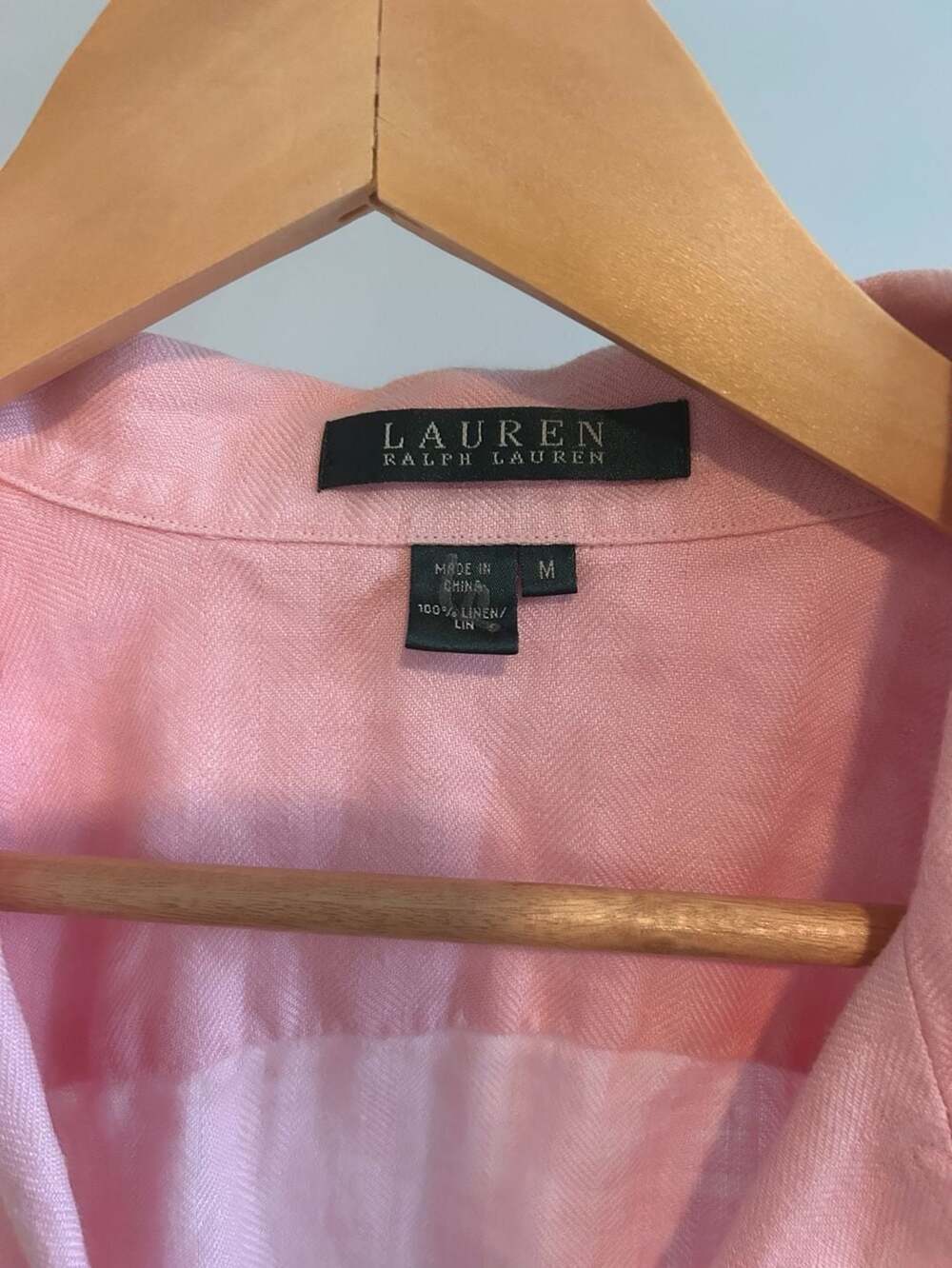 Lauren Ralph Lauren Women's Pink 100% Linen Long Sleeve Button-Up Shirt - Picture 2 of 5